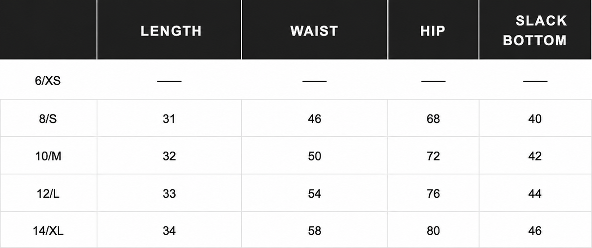 Size chart